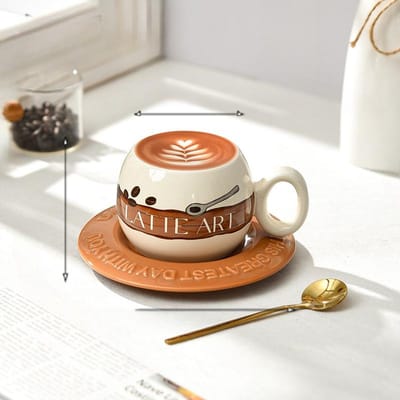 Creatieve Bloemenkop Afternoon Tea Europese Koffiekop Schotel Set met Lepel Cadeau Cadeau Hoge Waarde Keramiek Commerciële Latte Kop 300ml