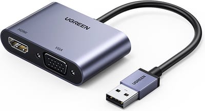 Ugreen USB converter adapter - HDMI 1.3 (1920 x 1080 @ 60Hz) + VGA 1.2 (1920 x 1080 @ 60Hz) grijs (CM449)