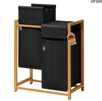 RFWR® Bamboe Wasmand met 2 Vakken en Afneembare Waszak - 100 Liter
