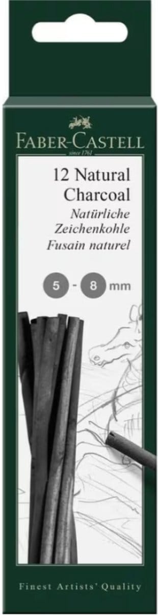 Faber Castell Houtskool staafjes - 12 stuks - 5 tot 8 mm - tekenen