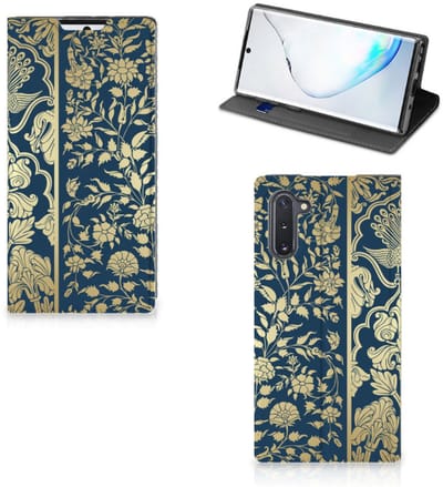 Standcase Hoesje voor Samsung Galaxy Note 10 Smart Cover Beige Flowers