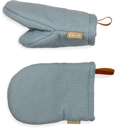 CH&F Bellavarde Dove Ovenwant Kort Model Lichtgrijs | 14x20 cm | Set van 2 | Hittebestendig tot 250°C | Ovenhandschoen met Ophanglus | Keukentextiel