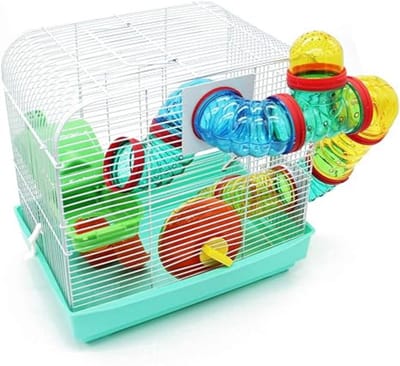 RONN® Hamsterkooi - Knaagdierkooi - Kooi - Inklapbare Deksel - Veelkleurig -‎ 33cm x 24cm x 33cm