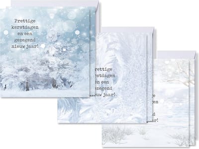 Voordeelpakje 18 vierkante kerstkaarten - IJs - Gezegend - MajesticAlly