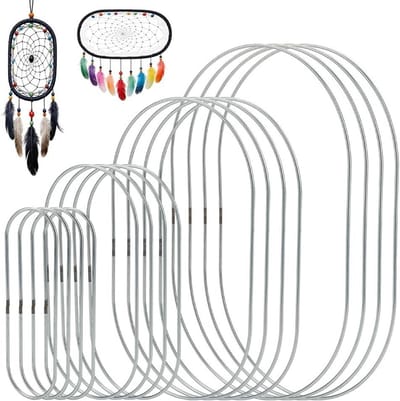 Metalen Frames - Ovale Kransen - Macramé Projecten - 4 Maten Set - 16 Stuks - Zilver