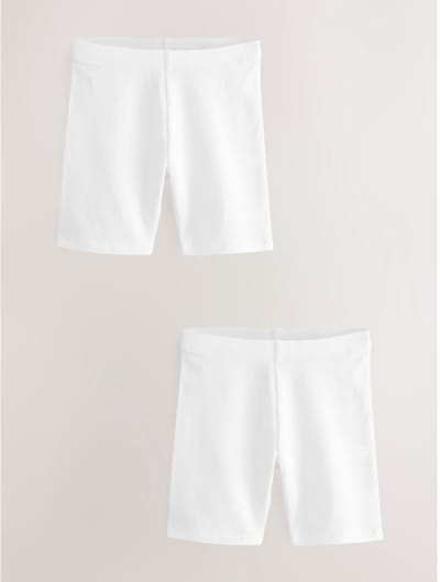 Next - Meisjes - Verpakking van 2 stretchy fietsshorts met hoog katoengehalte - Wit