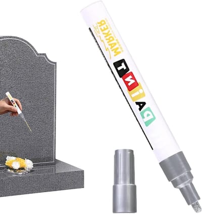 Grave Marker Pennen - Steen Schrijver - Gedenken Tekenen - Sneldrogende Fijne Punt - 3mm Tip - Zilver