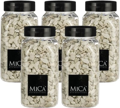 Mica Decorations decoratie steentjes - 5x - wit - 650ml - hobby steentjes - sier stenen