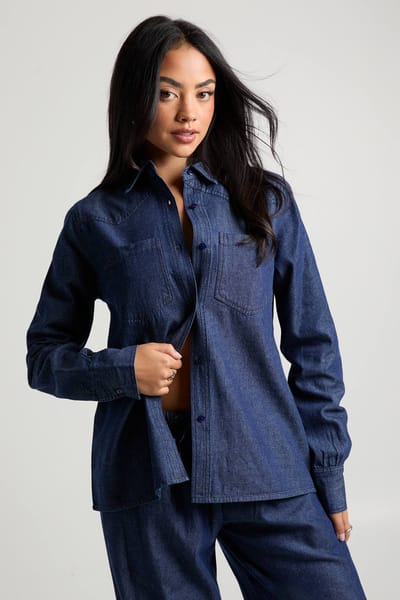 boohoo Dames Chambray oversized overhemd | Indigo | Maat: 10