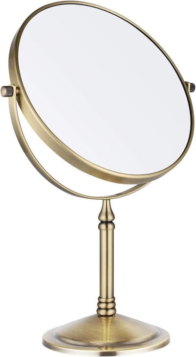Tafelspiegel met 10x vergroting - 360 graden draaibaar - Dubbelzijdige make-up spiegel - Ø 20 cm - Goudkleurig