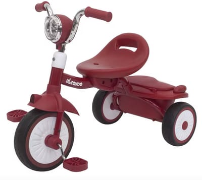 J&R Driewieler - Kinderfiets - Peuterfiets - PU wielen - Schokabsorptie - Opvouwbaar - Verstelbaar zadel - Met licht - Rood