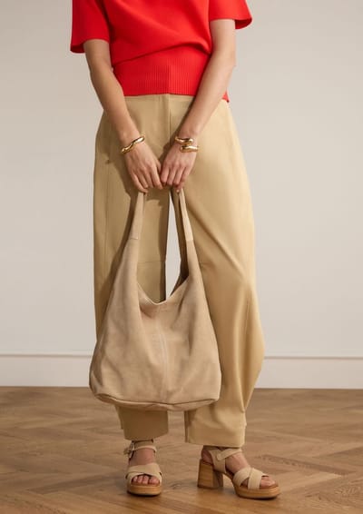 Manfield - Beige suède shopper