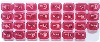 Pillendoos-Pillendoosjes-Medicijndoosje-31 dagen-Medicijn Organizer-Maandelijkse pillendoos-Verwijderbaar-Zeer geschikt voor op reis, medicijndoos voor onderweg-Rood