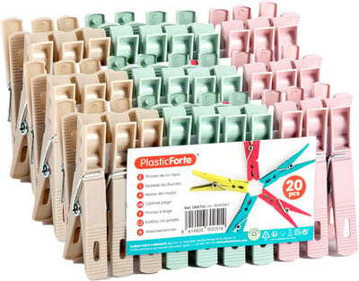 Plasticforte Wasknijpers - 60x stuks - pastel kleuren mix - kunststof - 7 cm - Was ophangen