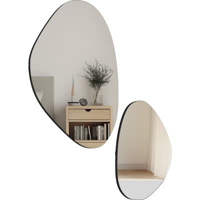 HOMCOM Set van 2 wandspiegels, onregelmatige decoratieve spiegels met metalen frame, voor woonkamer, entree, slaapkamer
