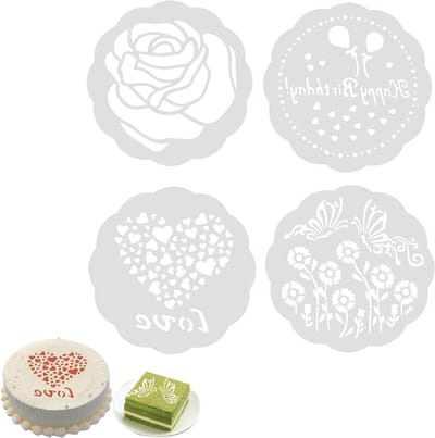 Taartsjablonen - Set van 4 stuks met elegante bloempatronen en praktische maat (5,9 inch)