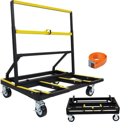 Opklapbare Gipsplatenkar / Platenwagen - 1000 kg Draagkracht - Uitschuifbaar - Transportwagen voor Gips, Hout & Glas - Met Zwenkwielen en Rem