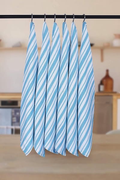 Katoenen Keukenhanddoek 100% - Grijze Vaatdoek met Hangluis - 18x28 inch 6-Pack - Snel Droog