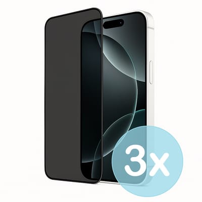 Privacy Screenprotector Geschikt voor iPhone 16 Pro – Anti-Gluren – Krasbestendig Gehard Glas 9H – Volledige Dekking – 3-Pack – FuturiQ