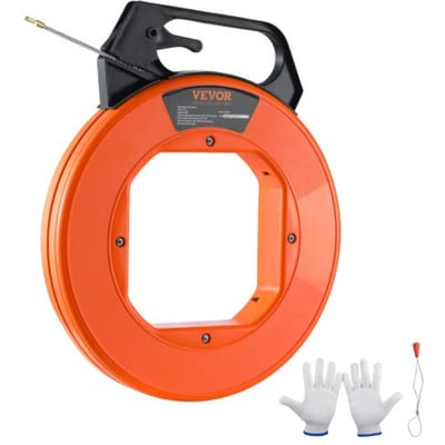 VEVOR Visveer, 30,5 m x 4,5 mm, Glasvezel draadtrekker met behuizing en handgreep, Gebruiksvriendelijk kabeltrekgereedschap, Flexibel draadtrekgereedschap voor muren en elektrische leidingen