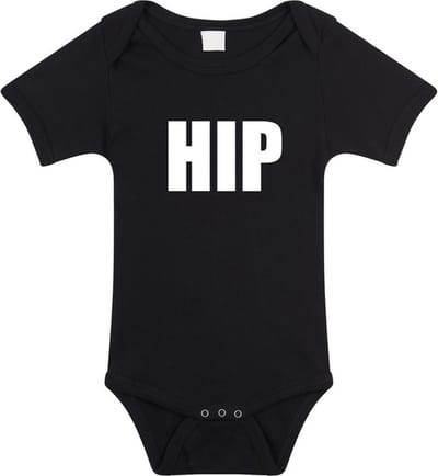 Hip tekst baby rompertje zwart jongens en meisjes - Kraamcadeau - Babykleding 56