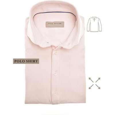 John Miller The Miller Long Sleeve Hyperstretch Poloshirt Licht Roze / male