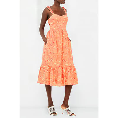 French Connection Erin Gretta Dress Red Maat: 10 | Midi Jurken Outlet | Dames | Oranje