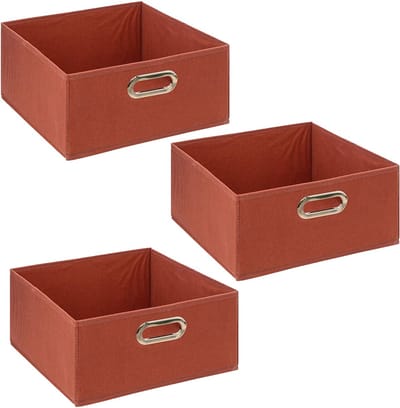 5Five Opbergmand/kastmand - 3x - terracotta - linnen - 14 liter - 31 x 31 x 15 cm - Opbergbox - Vakkenkast manden