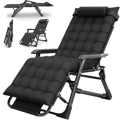 Zero Gravity Stoel Opvouwbaar – Verstelbare Ligstoel met Afneembaar Hoofdkussen – Relaxstoel 2-in-1 – Loungestoel voor Tuin, Camping, Strand en Balkon