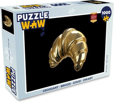 Puzzel Croissant - Brood - Goud - Zwart - Legpuzzel - Puzzel 1000 stukjes volwassenen