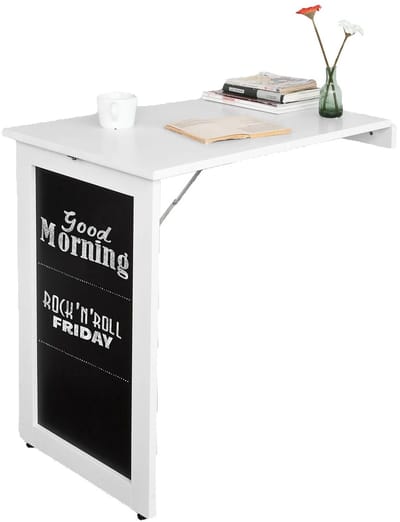 Velmio Wandtafel - Opvouwbare Tafel met Krijtbord - Laptoptafel - Eettafel - Bartafel - Keukentafel - 50x76x75cm - Wit