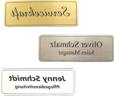 Naamplaatje met Gravering - Naambadge - Persoonlijke Identificatie - Met Magnetische Sluiting - 70x25 mm - Goud Geborsteld