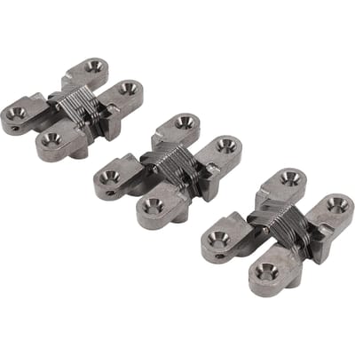 3 Pièces Mini Charnières de Serrure de Porte 43 mm Invisibles 180 Degrés Alliage de Zinc Charnière Croisée pour Armoire Boîte à Bijoux