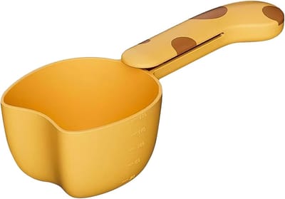 Daity Een maatlepel met lange steel voor kattenvoer, een plastic maatlepel met kattenmotief voor het afmeten van kattenvoer, hondenvoer, enz. (geel)