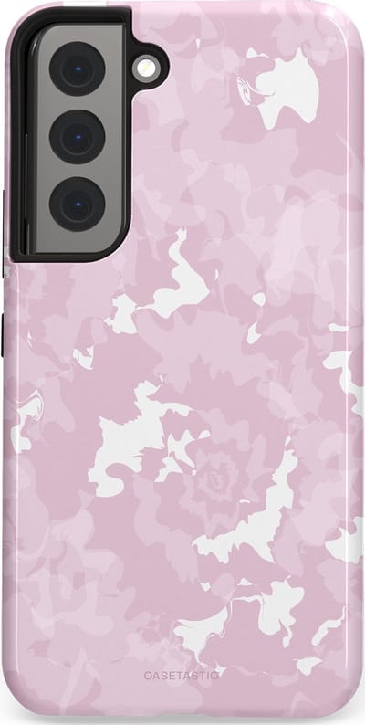 Casetastic Hoesje Geschikt voor Samsung S22 - Stijlvolle Beschermende Duo-layer Case - Roze wervels