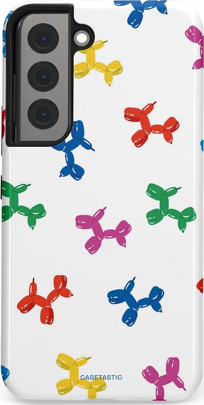 Casetastic Hoesje Geschikt voor Samsung S22 - Stijlvolle Beschermende Duo-layer Case - Ballonnen hondje