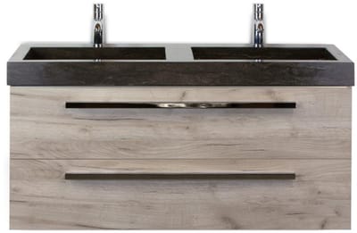 Seville Badmeubelset 120 cm - 2 Laden Craft Oak - Wastafel Lucca Dubbel