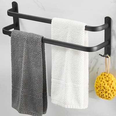 Handdoekrek Radiator Zwart Mat Handdoekenrek - Handdoekstang Met Handdoekhouders en Haakdesign - Muur Handdoekhouder Zonder Boren