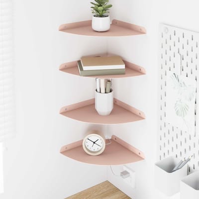 vidaXL - Hoek - Plank - 4 - st - Roze - 24 - x - 24 - x - 2 - cm
