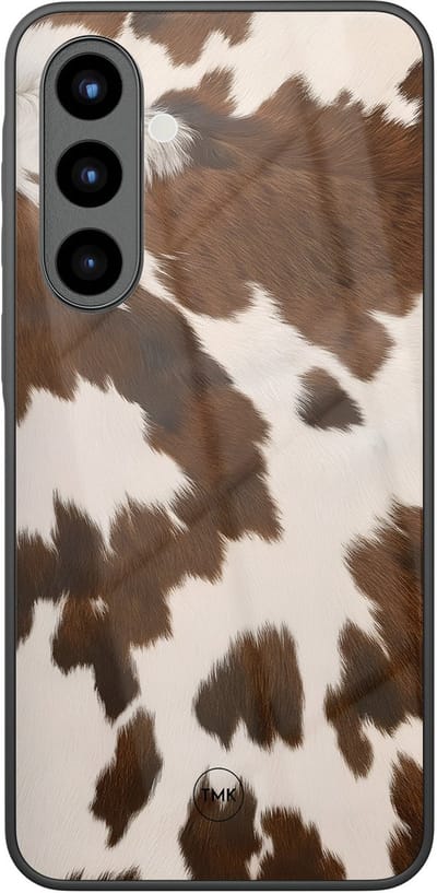 Hoesje geschikt voor Samsung Galaxy A57 - Cow vibe - Blauw - TPU luxe case (glossy toplaag) - Bloemen - Hardcase backcover zwart