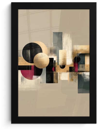 Poster in lijst - Fotolijst 20x30 cm - Posters - Abstract - Vormen - Beige - Texturen - Posterlijst zwart - Decoratie - Wanddecoratie woonkamer - Muurdecoratie slaapkamer