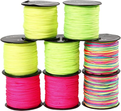 Macramé Koord, dikte 1 mm, neon groen, neon roze, neon geel, neonmix, 8x28 m
