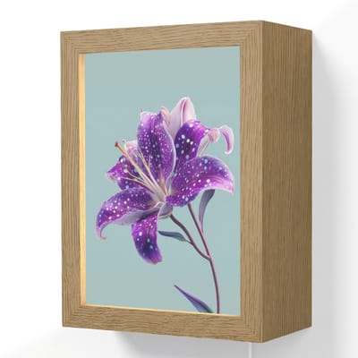 Wandlamp 15x20 cm - Oplaadbaar - Lelie - Bloem - Paars - Stippen - Wandlampen binnen woonkamer - Slaapkamer lamp met kabel - Decoratieve nachtlamp - Vloerlamp snoer