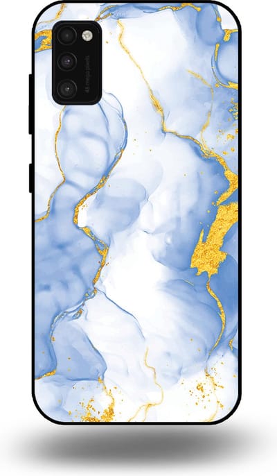 Smartphonica Telefoonhoesje Geschikt voor Samsung Galaxy A41 met Lichtblauw Goud Marmer Opdruk - TPU Backcover Case Lightblue Gold Marble Design geschikt voor Samsung Galaxy A41