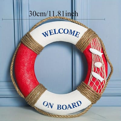 1 STuks Mediterraanse stijl, rood en blauw kleine vis hangend schuim reddingsboei, Mediterraanse stijl handwerk, huisdecoratie reddingsboei