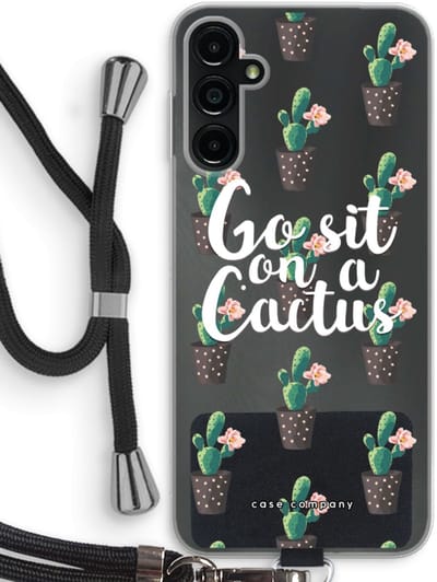 Case Company® - Hoesje met koord geschikt voor Samsung Galaxy A14 hoesje met Koord - Cactus quote - Telefoonhoesje met Zwart Koord - Bescherming aan alle Kanten en Over de Schermrand