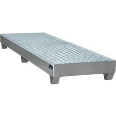 Stalen lekbak met rooster, 2400 x 800 mm, grijs RAL 7005