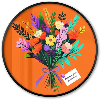 Poster in lijst Rond - Fotolijst 60x60 cm - Posters - Kaartje - Boeket - Bloemen - Ronde posterlijst zwart - Decoratie - Wanddecoratie woonkamer - Muurdecoratie slaapkamer