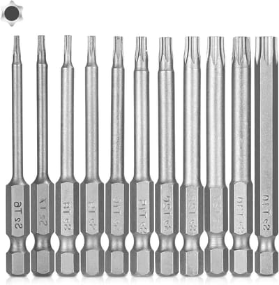 Set van 11 hoogwaardige magnetische bits van 75 mm voor accuschroevendraaiers, geschikt voor T6-T40, ideaal voor klussen en montagewerkzaamheden