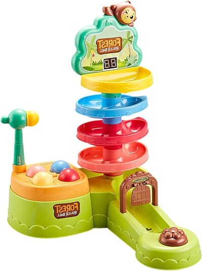 Ballenbaan Speelgoed - Rollend Speelgoed - Motoriek Ontwikkeling - Afneembare Baan - 38x32x26 cm - Multicolor